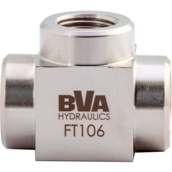 Shinn Fu America-Bva Hydraulics BVA Hydraulic Fitting 3 Way Connector, Cross, Female 3/8in-18NPTF to Female 3/8in-18NPTF FT106